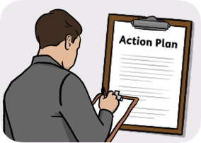 A man reviewing the action plan